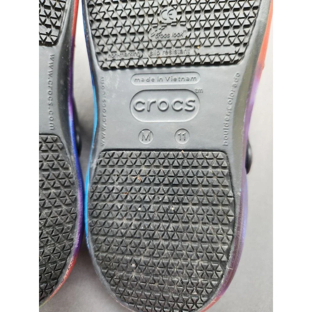 Crocs Bistro Clogs Mens 11 Tie Dye Groovy Non Slip Pride Work  Shoe Restaurant